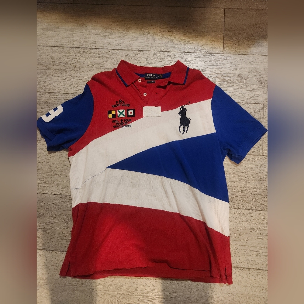 Polo by Ralph Lauren Red and Blue Sporty Polo Shirt